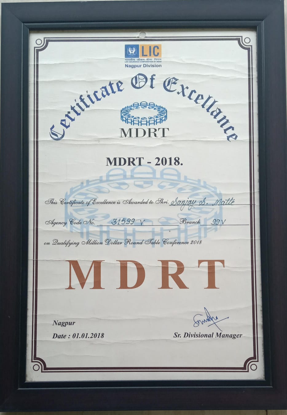 Awarded the MDRT Certificate of Excellence in 2018