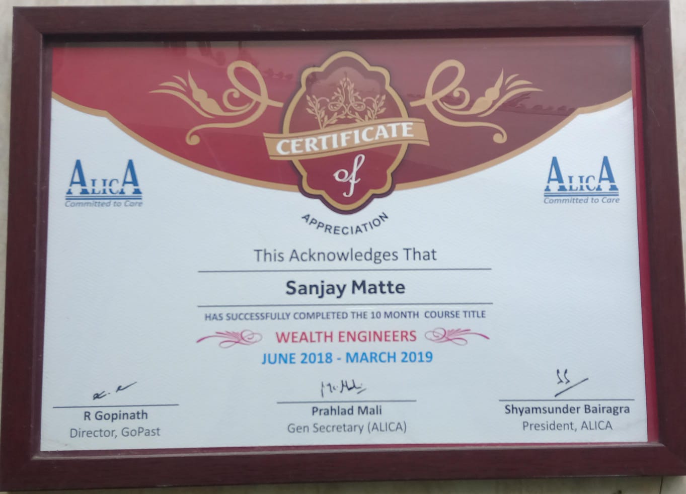 Wealth Engineers – June 2018 to March 2019